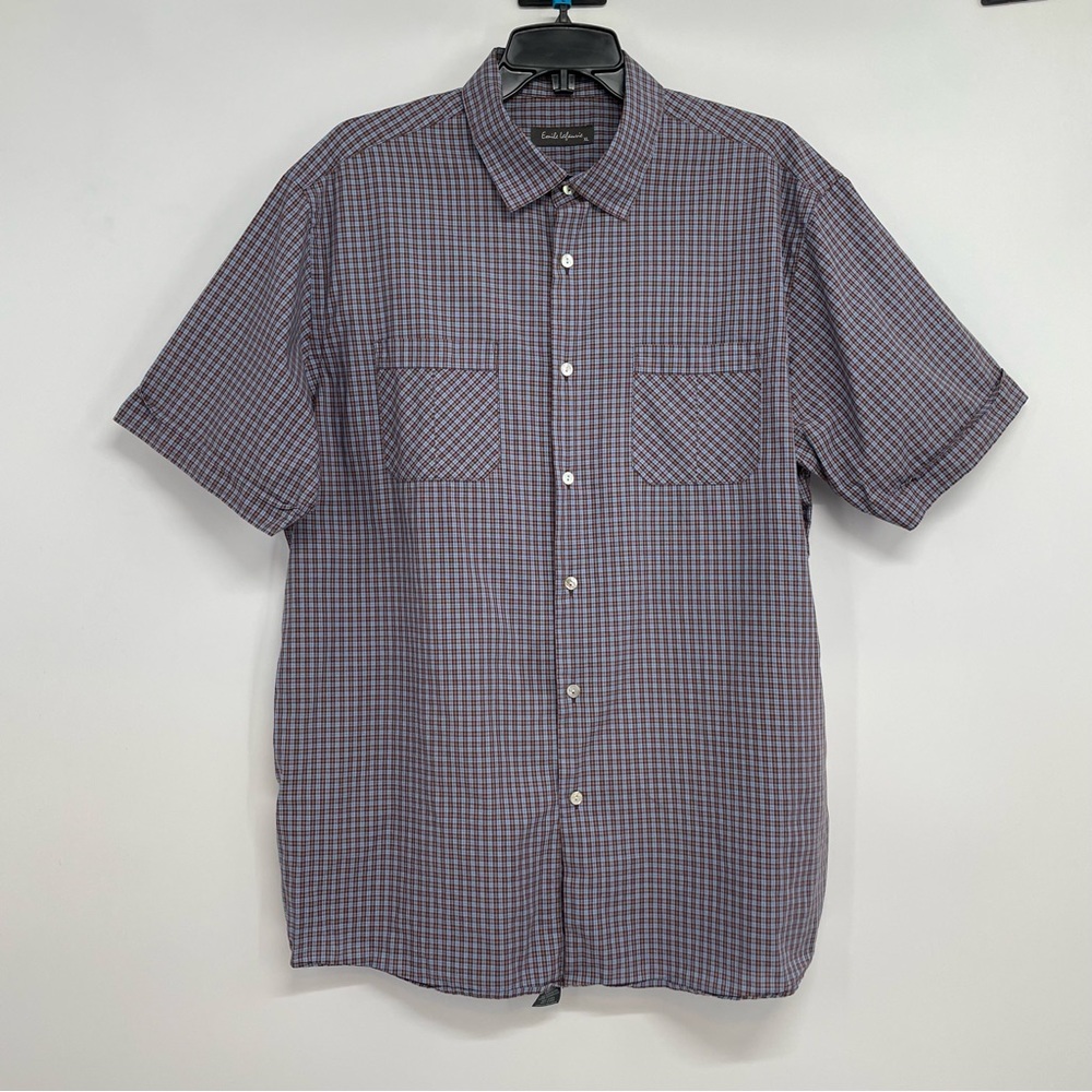 EMILE LAFAURIE Men’s Button Down Shirt Men’s XL Short Sleeves Cotton Check